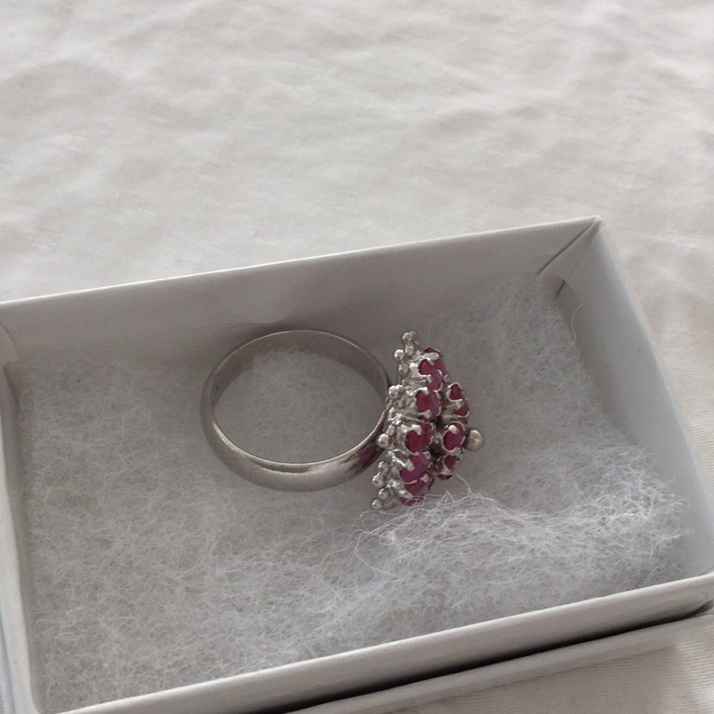 Real Ruby Ring, Dome Shape Silver Setting - image 2